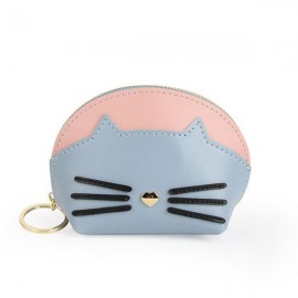 Women Cute Cate Coin Purse Faux Leather Key Holder