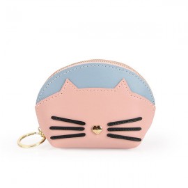 Women Cute Cate Coin Purse Faux Leather Key Holder