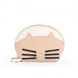 Women Cute Cate Coin Purse Faux Leather Key Holder