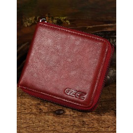 Women Genuine Leather Short Wallet 4 Card Slot Bifold Coin Purse