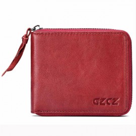 Women Genuine Leather Short Wallet 4 Card Slot Bifold Coin Purse