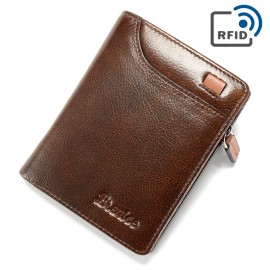 Women RFID 10 Card Holder Vintage Oil Leather Short Wallet Coin Purse