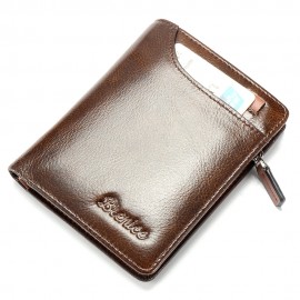Women RFID 10 Card Holder Vintage Oil Leather Short Wallet Coin Purse