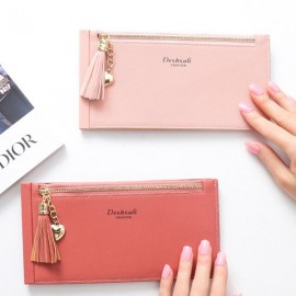 Womon Tassel Multi-slots 15 Card Slots Card Holder Zipper Wallet Purse