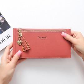 Womon Tassel Multi-slots 15 Card Slots Card Holder Zipper Wallet Purse