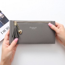 Womon Tassel Multi-slots 15 Card Slots Card Holder Zipper Wallet Purse