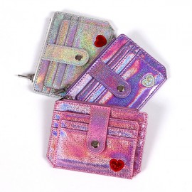 Women Laser 6 Card Slot Thin Wallet Cute Coin Purse