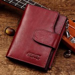 Women Trifold Genuine Leather Short Wallet 15 Card Holder Coin Purse