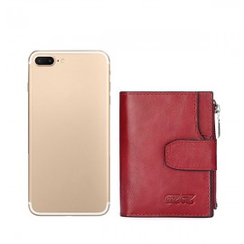 Women Trifold Genuine Leather Short Wallet 15 Card Holder Coin Purse