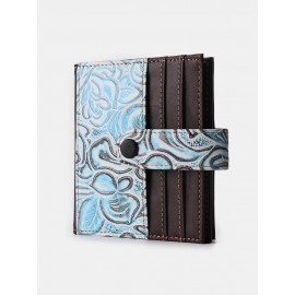 Women Vintage Genuine Leather 17 Card Slot Slim Card Holder Wallet Embossed Coin Purse