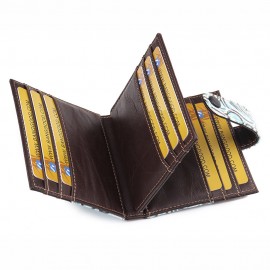 Women Vintage Genuine Leather 17 Card Slot Slim Card Holder Wallet Embossed Coin Purse