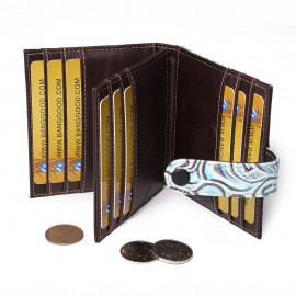 Women Vintage Genuine Leather 17 Card Slot Slim Card Holder Wallet Embossed Coin Purse