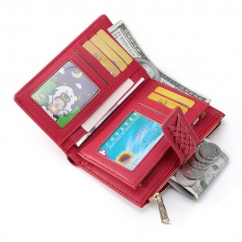 Women Casual 11 Card Slots Solid Wallet Coin Purse