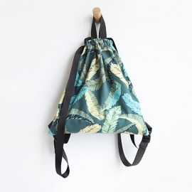 Fresh Print Leaf Canvas Backpack Leisure Handbag
