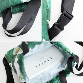 Fresh Print Leaf Canvas Backpack Leisure Handbag