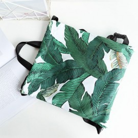 Fresh Print Leaf Canvas Backpack Leisure Handbag