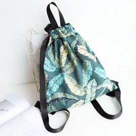 Fresh Print Leaf Canvas Backpack Leisure Handbag