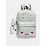 2Pcs Women's Backpack Set Likable Pattern High Capacity Preppy Back Bag