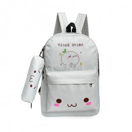 2Pcs Women's Backpack Set Likable Pattern High Capacity Preppy Back Bag