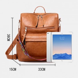 Women Faux Leather Solid Shoulder Bag Backpack