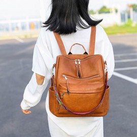 Women Faux Leather Solid Shoulder Bag Backpack
