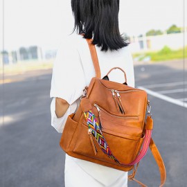Women Faux Leather Solid Shoulder Bag Backpack
