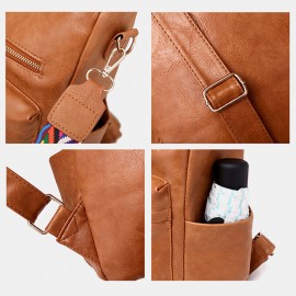 Women Faux Leather Solid Shoulder Bag Backpack