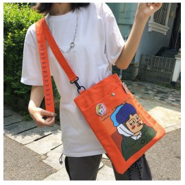 Ins Original Comic Cartoon Canvas Bag Cute Simple Large Capacity Student Shoulder Messenger Bag