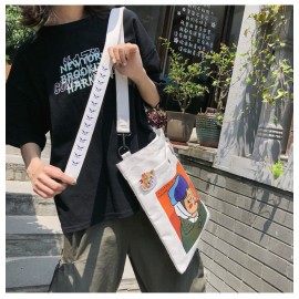 Ins Original Comic Cartoon Canvas Bag Cute Simple Large Capacity Student Shoulder Messenger Bag