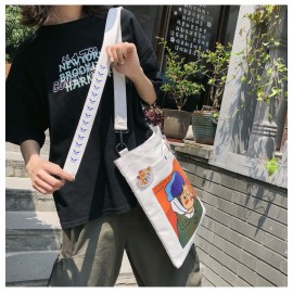 Ins Original Comic Cartoon Canvas Bag Cute Simple Large Capacity Student Shoulder Messenger Bag