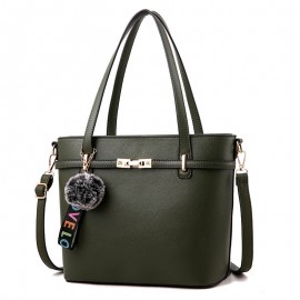 Women Pure Color Venonat Decorational Handbag Shoulder Bag Crossbody Bags