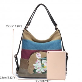 Brenice National Shoulder Bags Multifunction Canvas Striped Backpack