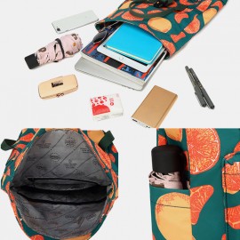 Women Waterproof Large Capacity Print Casual Backpack Drawstring pocket