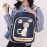Women Canvas Cute Cat Print Patchwork Casual Backpack School Bag