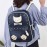 Women Canvas Cute Cat Print Patchwork Casual Backpack School Bag