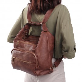 Women Solid Casual Multi-functional Shoulder Bag Backpack