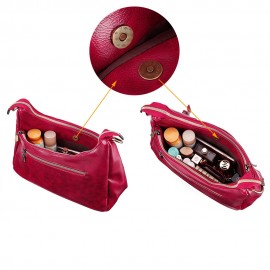 Women Multi-pockets Solid Wax Oil Skin Shoulder Bag