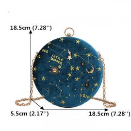 Women Round Clip Embossed Crossbody Bag Chain PU Leather Shoulder Bag