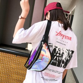 Women Clear Transparent Waist Pack PVC Fanny Pack Belt Bum Bags