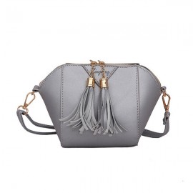Women Mini Tassel Phone Bag Shell Solid Leisure Crossbody Bag