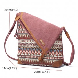 Brenice National Printing Canvas Shoulder Bags Vintage Bohemia Button Crossbody Bags