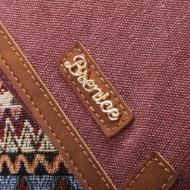 Brenice National Printing Canvas Shoulder Bags Vintage Bohemia Button Crossbody Bags