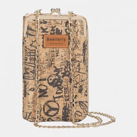 Women 6 Card Slots Chain Bag Phone Bag Cork Bag