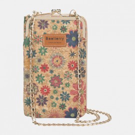 Women 6 Card Slots Chain Bag Phone Bag Cork Bag