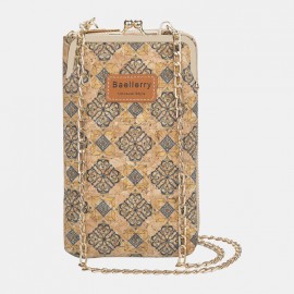 Women 6 Card Slots Chain Bag Phone Bag Cork Bag