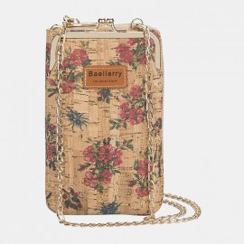 Women 6 Card Slots Chain Bag Phone Bag Cork Bag