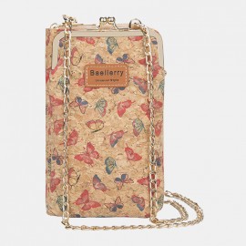 Women 6 Card Slots Chain Bag Phone Bag Cork Bag