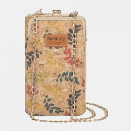 Women 6 Card Slots Chain Bag Phone Bag Cork Bag