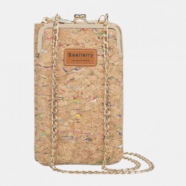 Women 6 Card Slots Chain Bag Phone Bag Cork Bag
