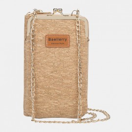 Women 6 Card Slots Chain Bag Phone Bag Cork Bag